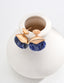Blue Stone Gold Hoop Earrings