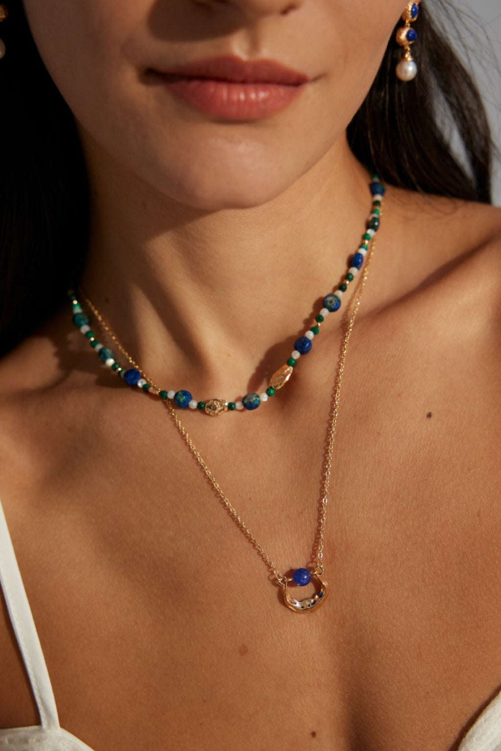 Lapis Lazuli Sterling Silver Charm Necklace