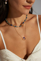 Lapis Lazuli Sterling Silver Charm Necklace