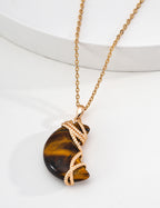 Moon Tiger’s Eye Charm Necklace – Braided Necklace Stack Design