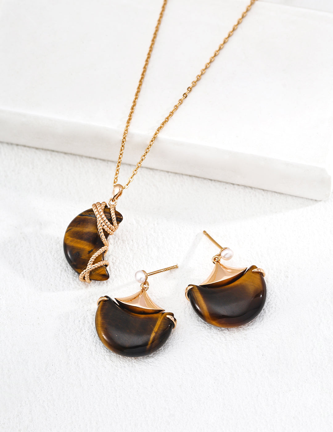 Moon Tiger’s Eye Charm Necklace – Braided Necklace Stack Design