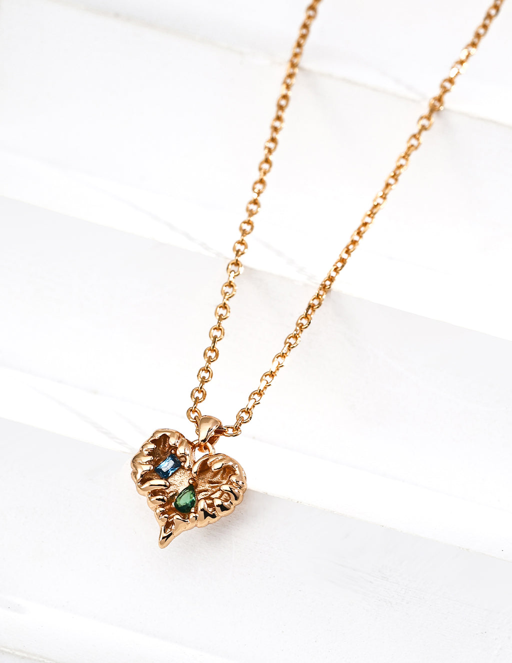 Heart Charm Necklace with Zirconia – Vintage Necklace Stack Design