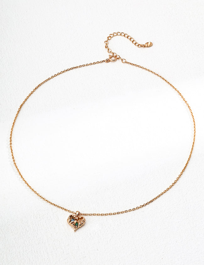 Heart Charm Necklace with Zirconia – Vintage Necklace Stack Design Main Image