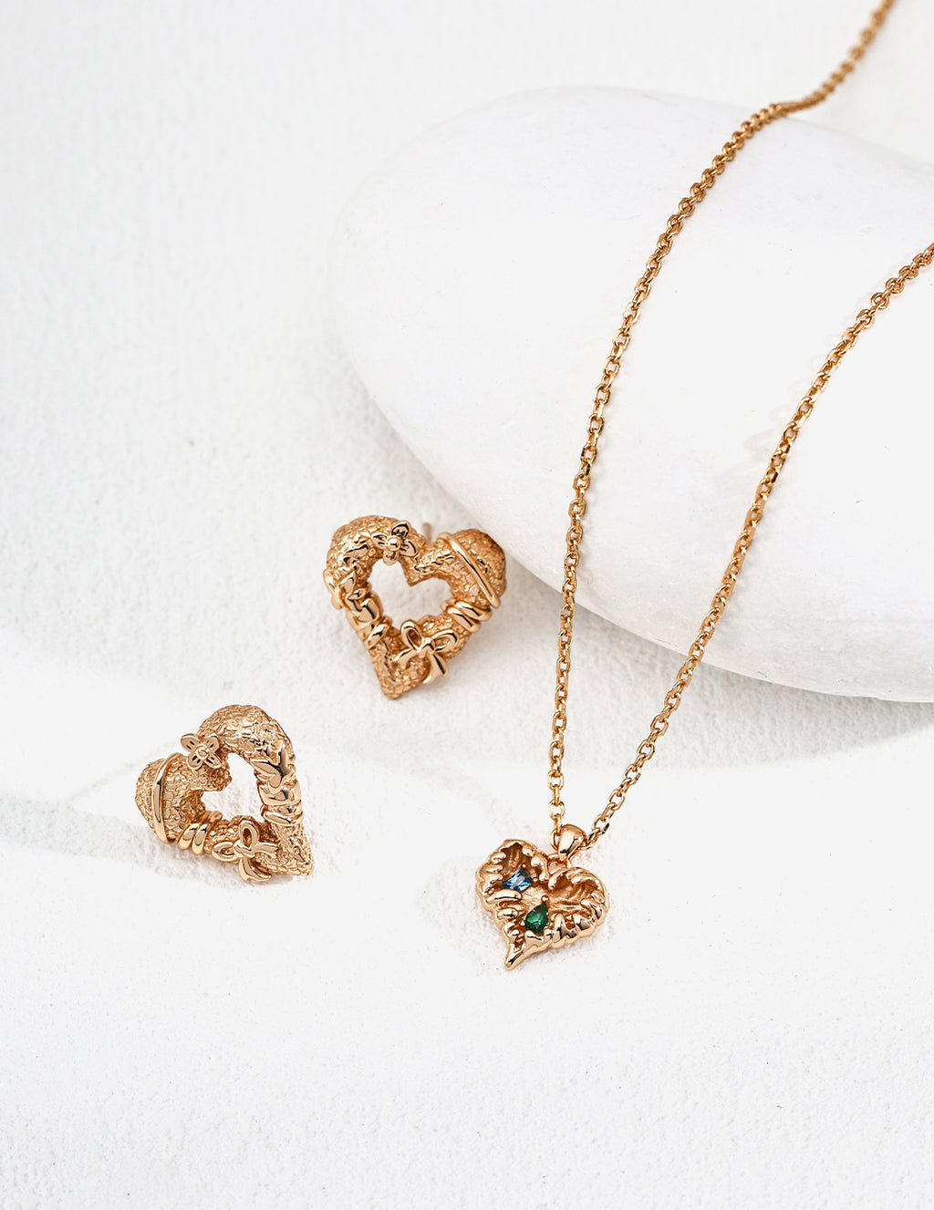 Heart Charm Necklace with Zirconia – Vintage Necklace Stack Design