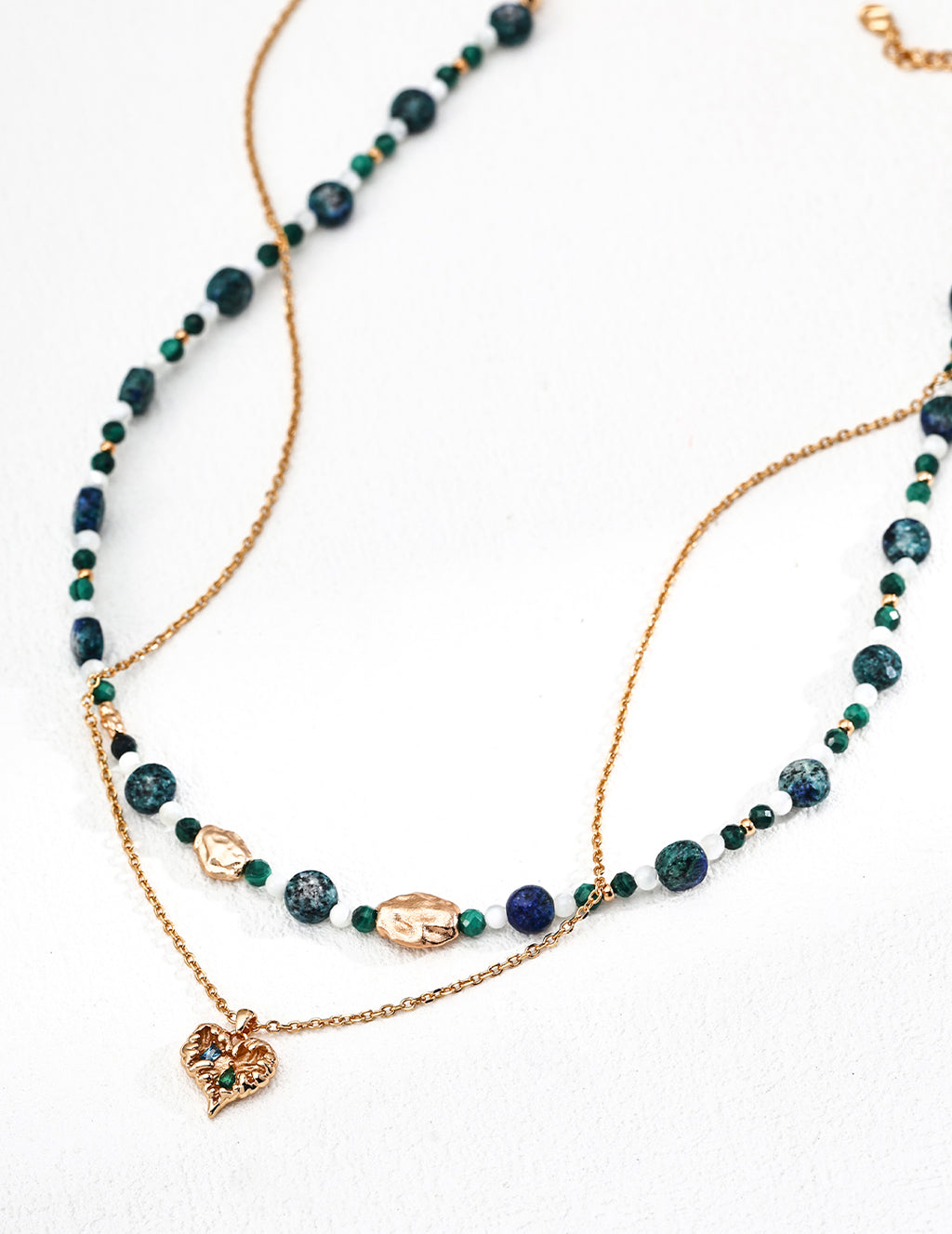 Heart Charm Necklace with Zirconia – Vintage Necklace Stack Design