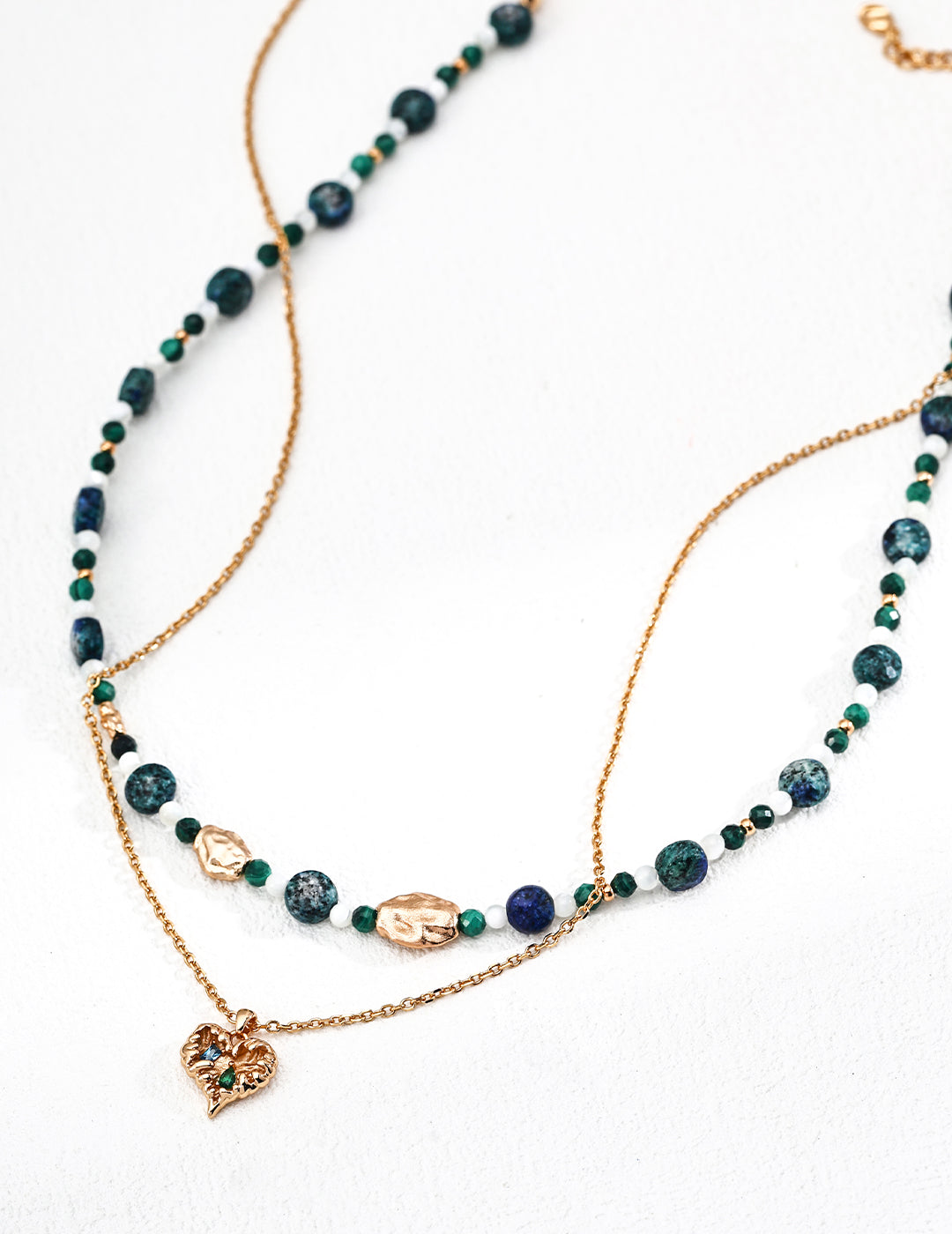 Heart Charm Necklace with Zirconia – Vintage Necklace Stack Design