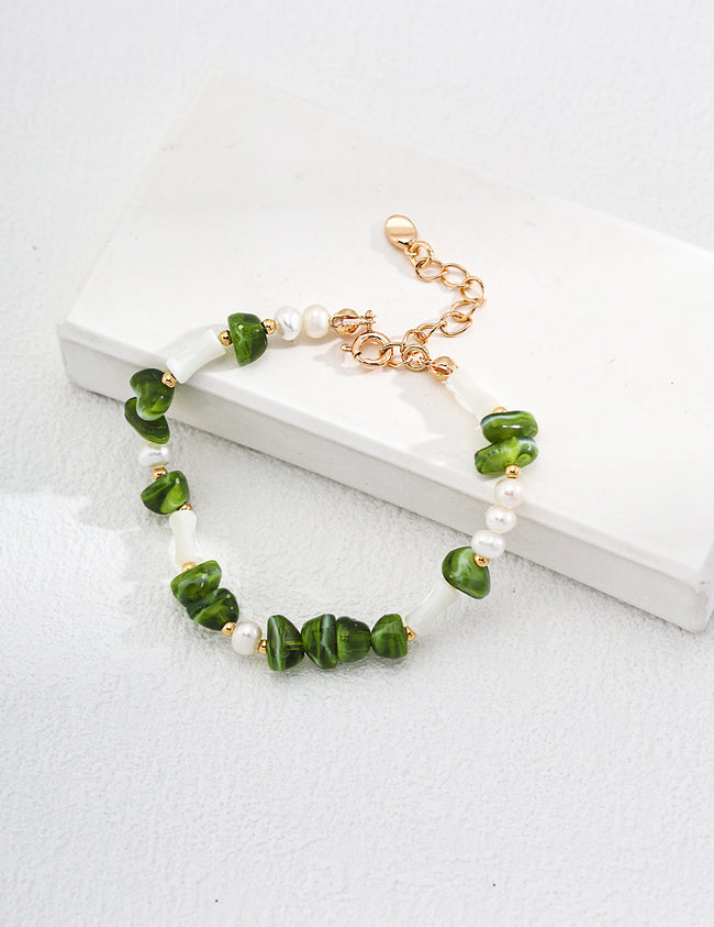Resin Shell Pearl Chain Bracelet – Mixed Beaded Bracelet Designs Hover Image