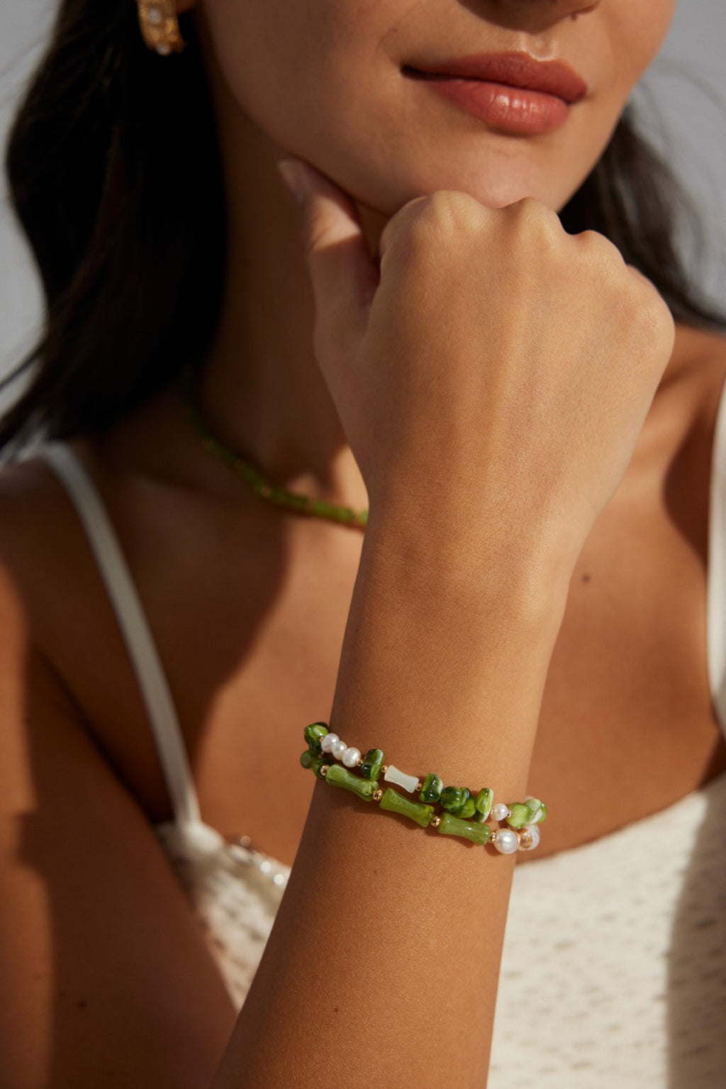 Resin Shell Pearl Chain Bracelet – Mixed Beaded Bracelet Designs
