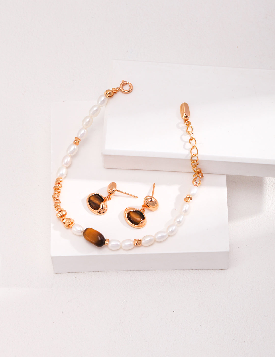 Tiger’s Eye Pearl Chain Bracelet – Natural Beaded Bracelet Designs