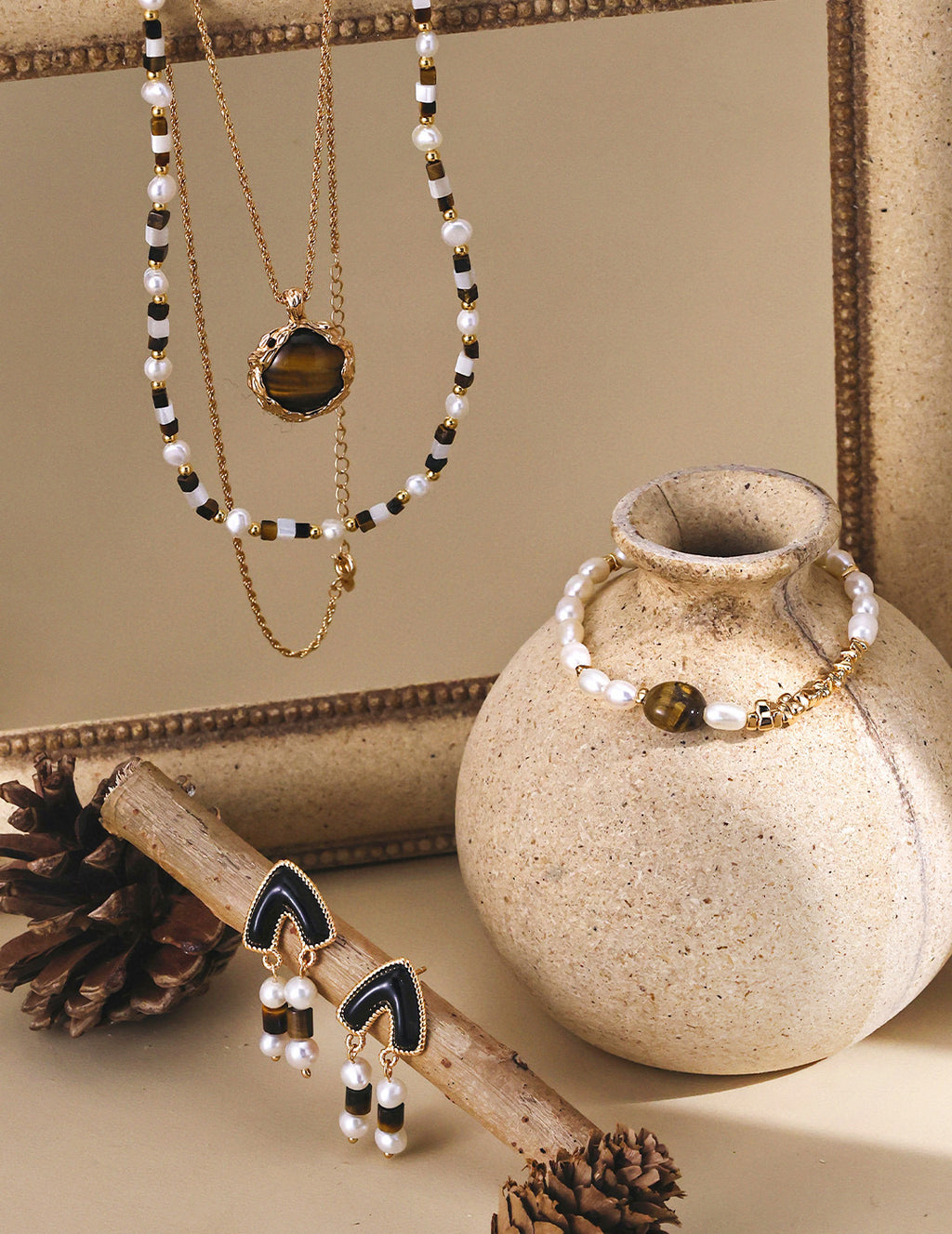 Tiger’s Eye Pearl Chain Bracelet – Natural Beaded Bracelet Designs