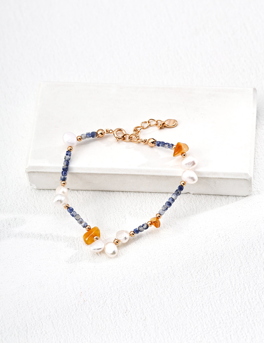 Pearl Agate Amber Chain Bracelet – Mixed Beaded Bracelet Designs