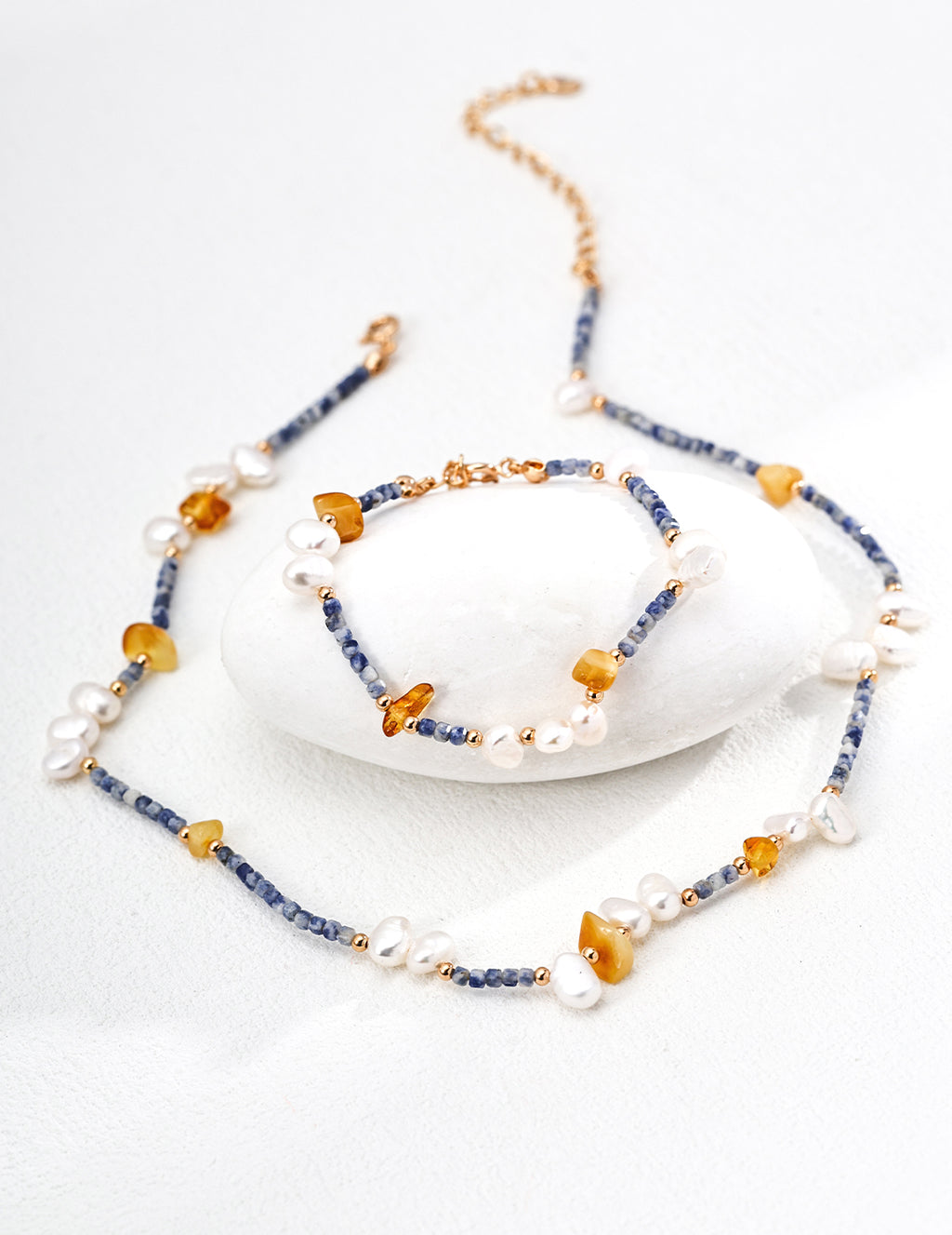 Pearl Agate Amber Chain Bracelet – Mixed Beaded Bracelet Designs