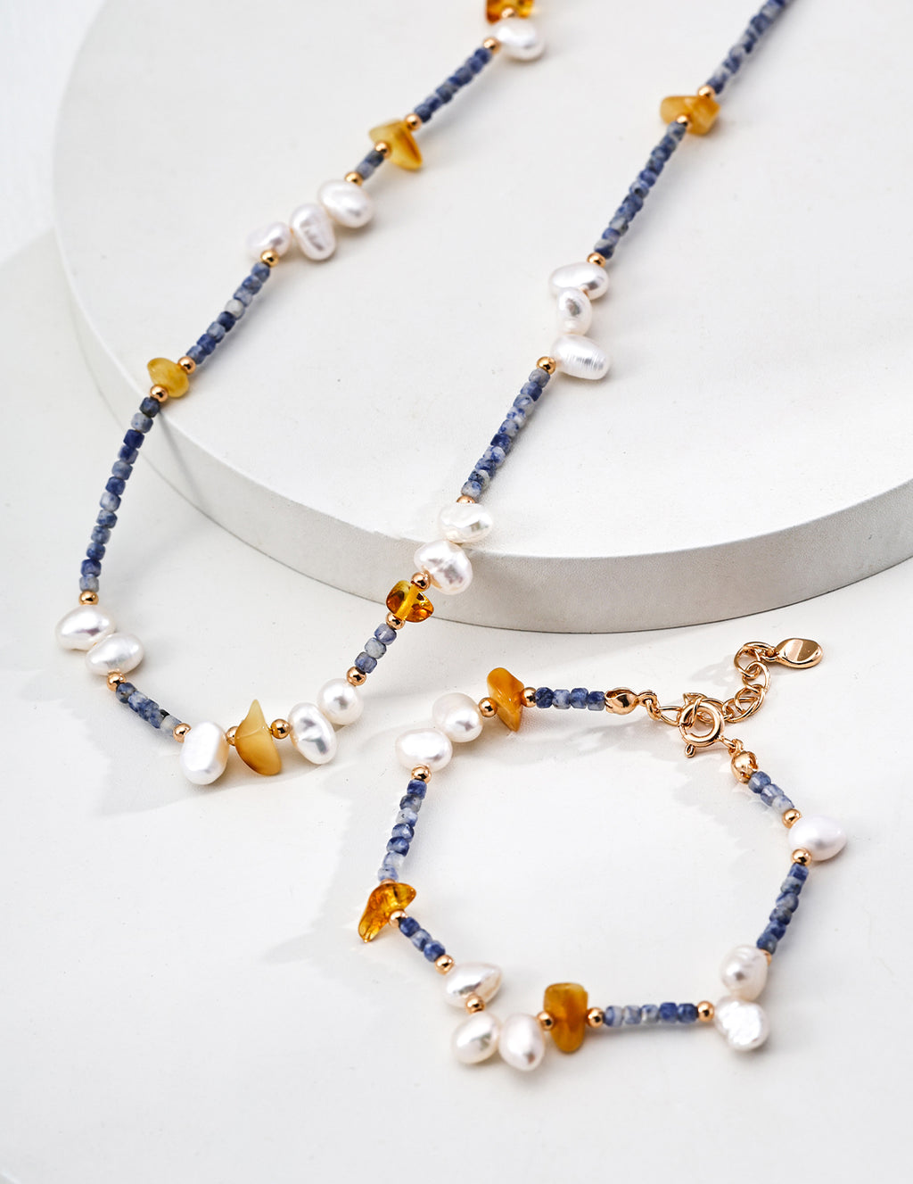 Pearl Agate Amber Chain Bracelet – Mixed Beaded Bracelet Designs