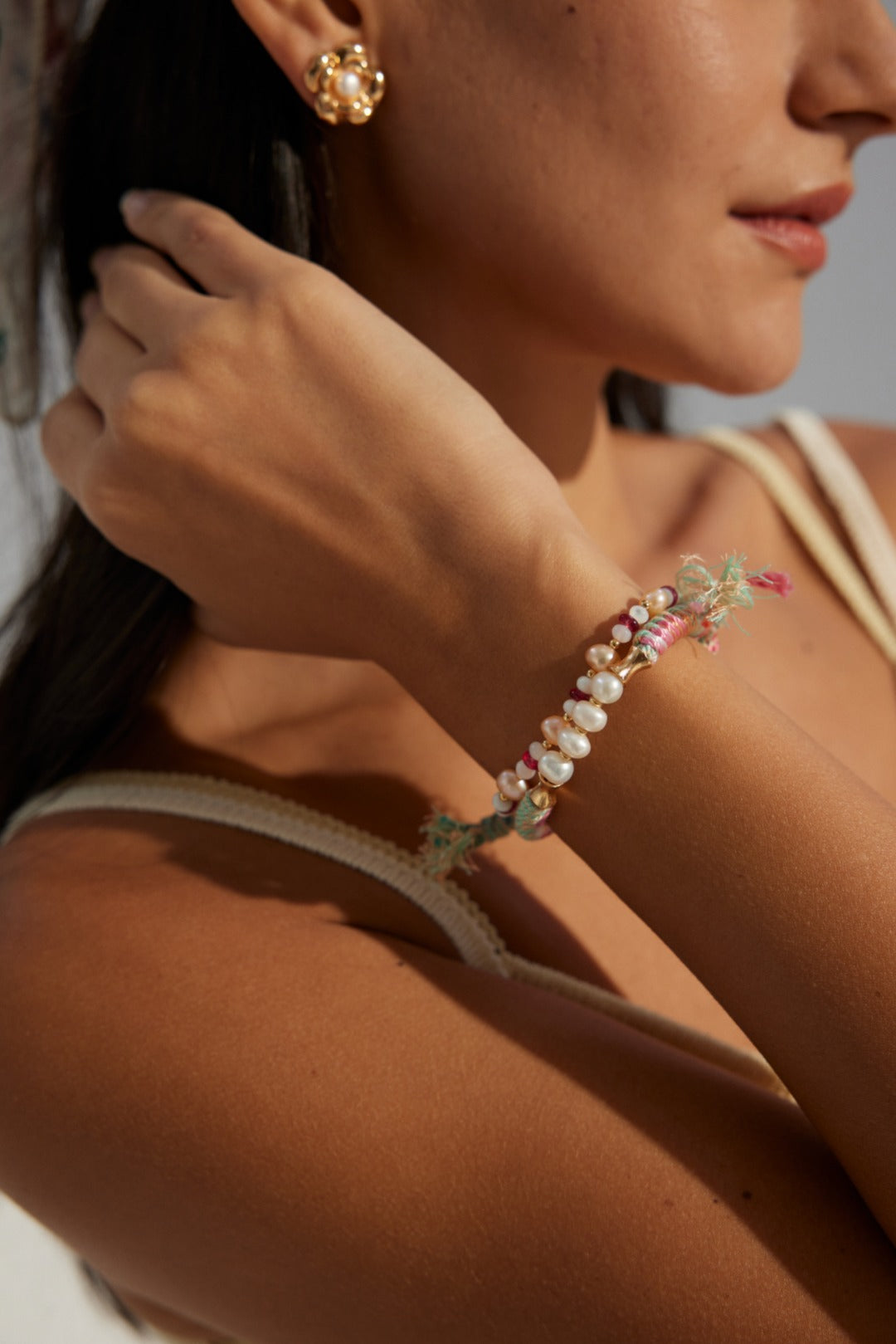 Natural Pearl Cord Chain Bracelet