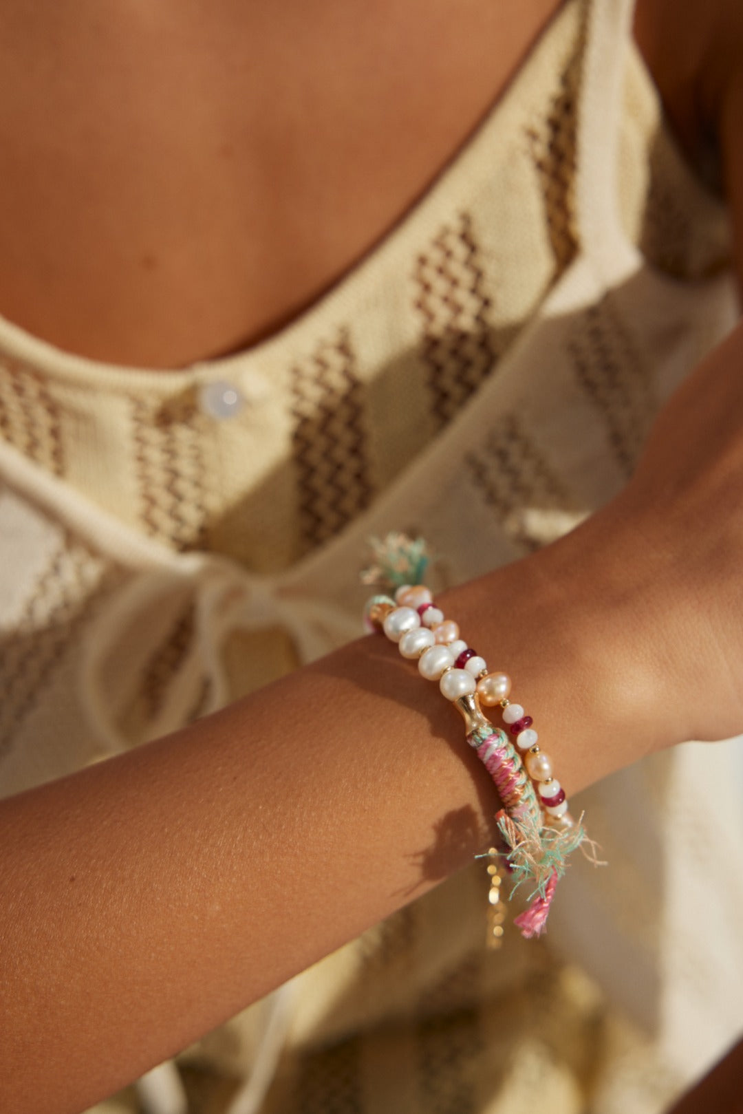 Natural Pearl Cord Chain Bracelet