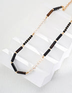 Black Agate Pearl Charm Necklace