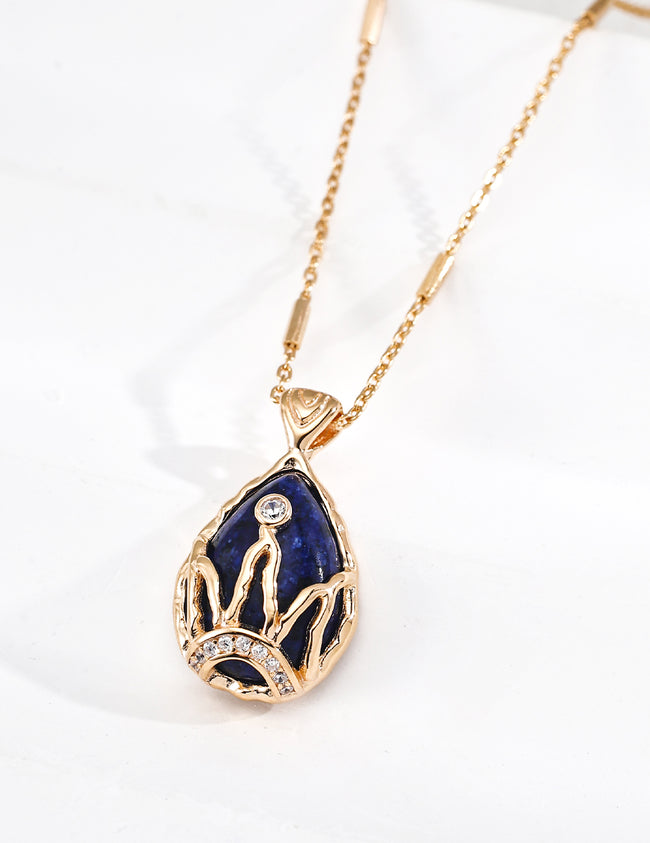 Lapis Lazuli Crown Charm Necklace – Starry Necklace Stack Design Hover Image