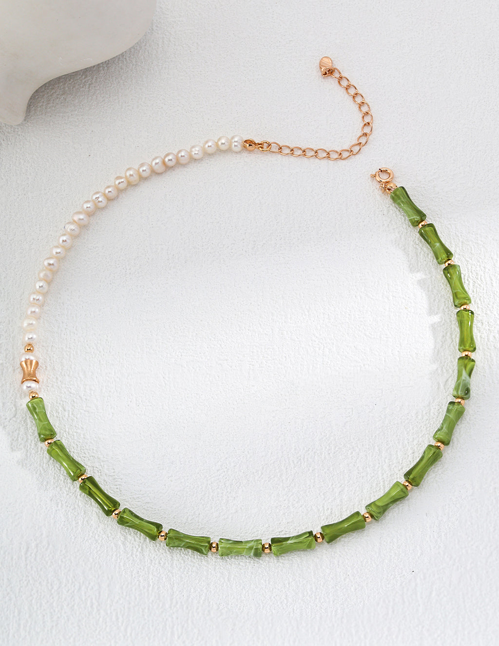 Bamboo Pearl Charm Necklace