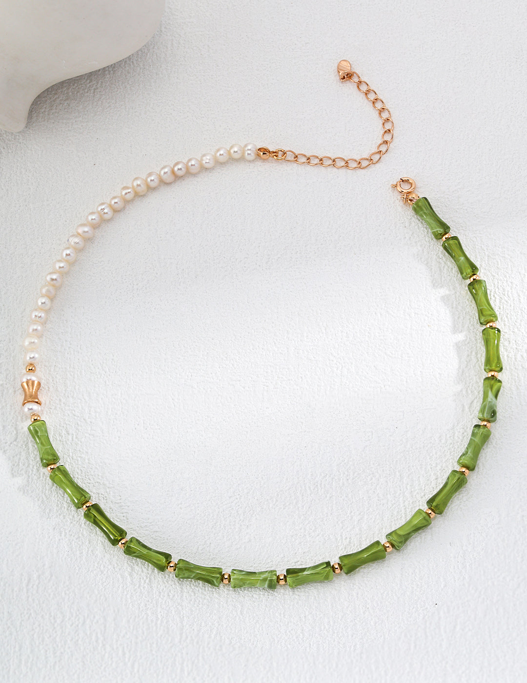 Bamboo Pearl Charm Necklace