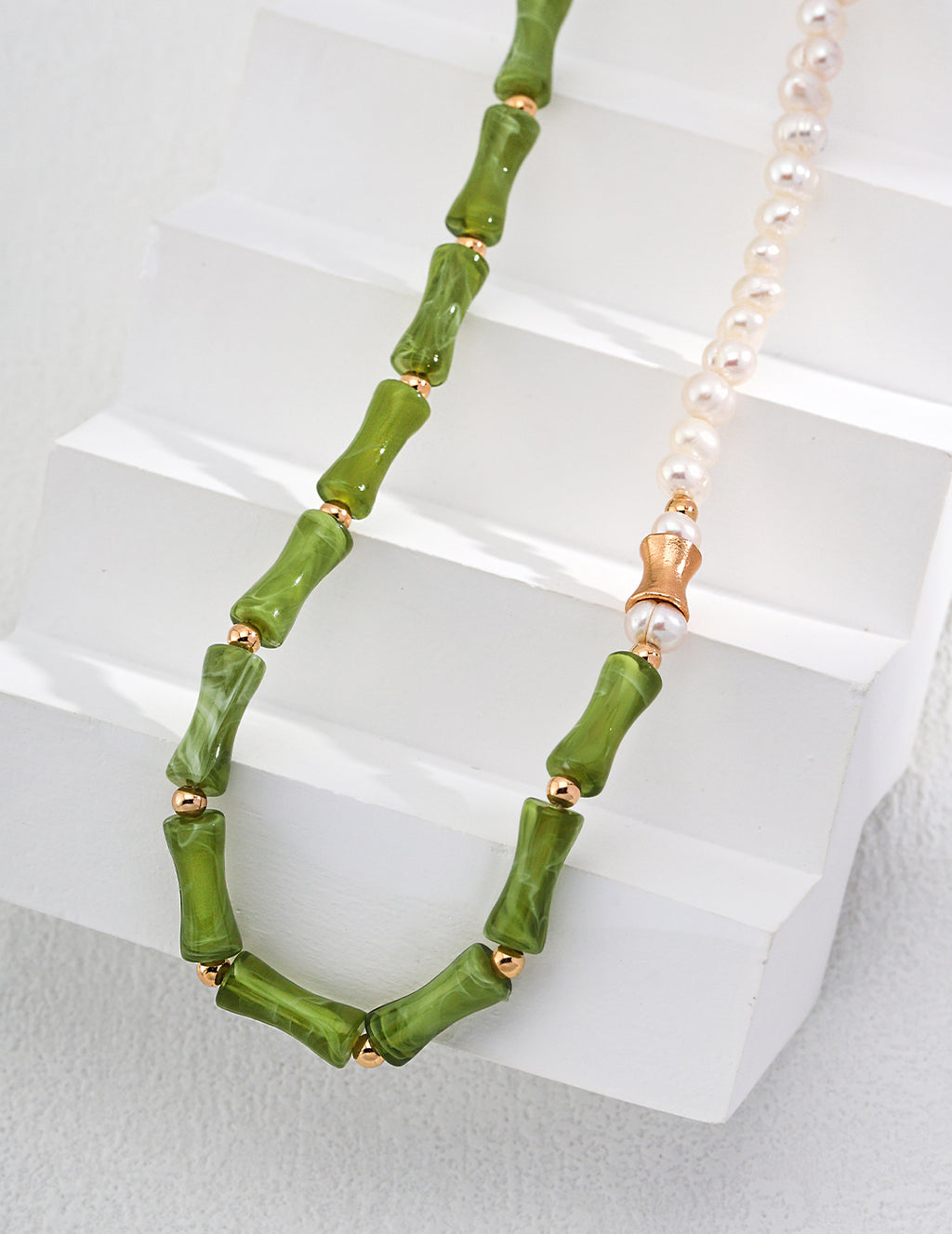 Bamboo Pearl Charm Necklace