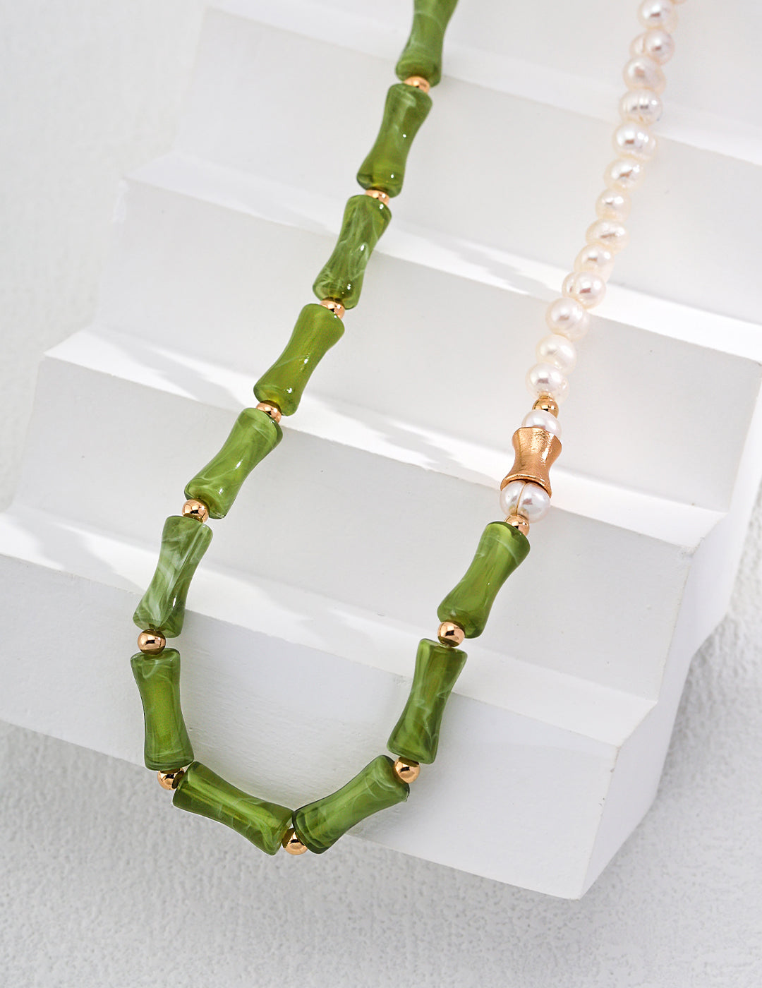 Bamboo Pearl Charm Necklace