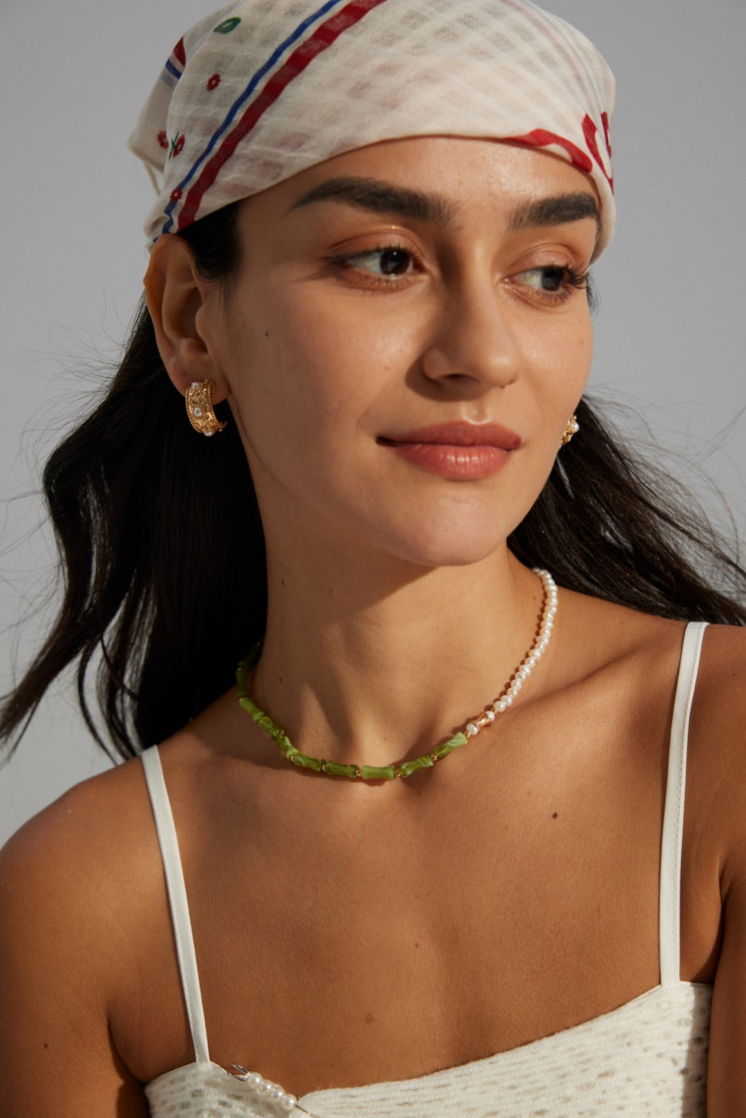 Bamboo Pearl Charm Necklace