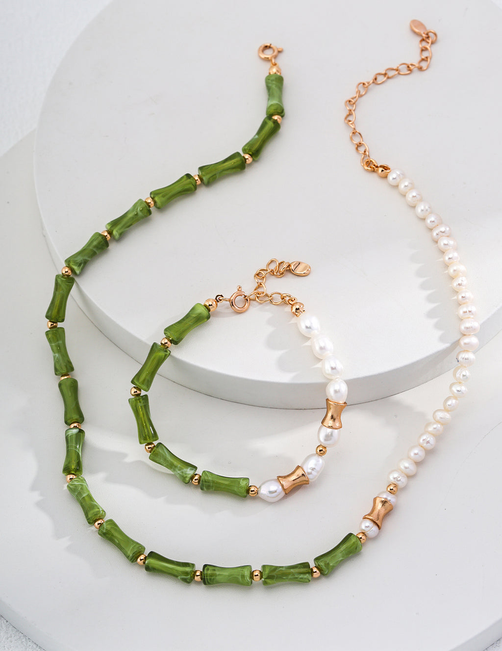 Bamboo Pearl Charm Necklace