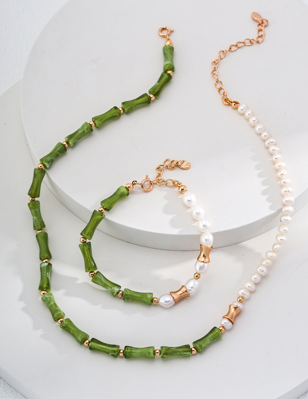 Bamboo Pearl Charm Necklace