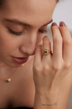 Green Zirconia Sterling Silver Ring Minimalist Dainty Stackable Rings