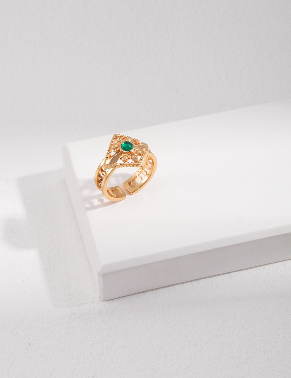 Green Zirconia Sterling Silver Ring Minimalist Dainty Stackable Rings