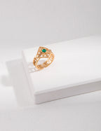 Green Zirconia Sterling Silver Ring Minimalist Dainty Stackable Rings