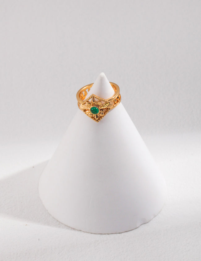 Green Zirconia Sterling Silver Ring Minimalist Dainty Stackable Rings Hover Image