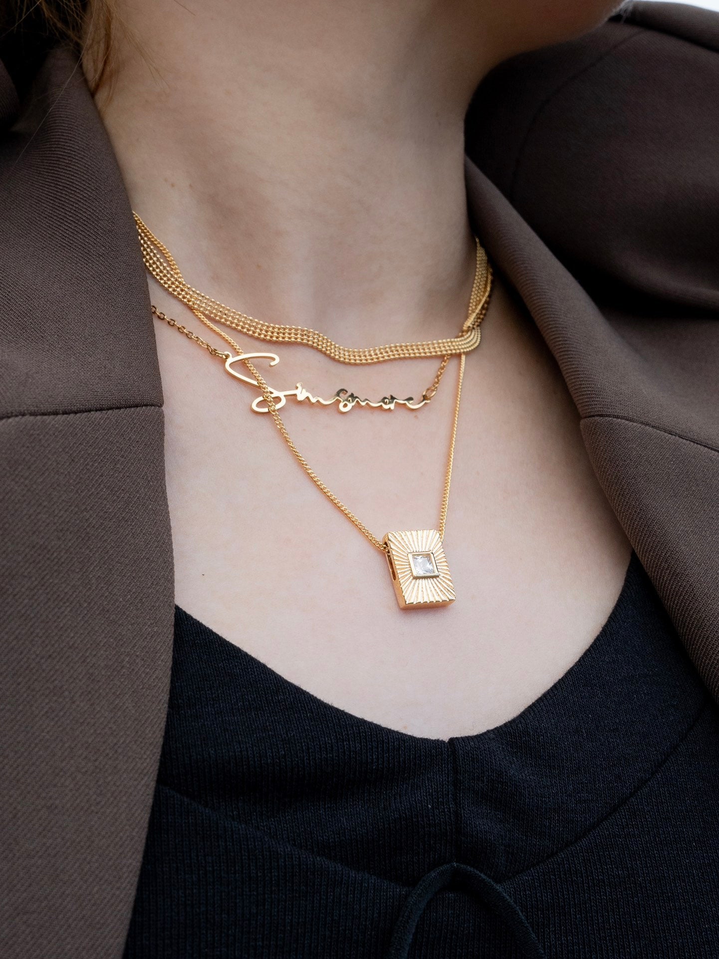 Custom Letter Charm Necklace – Personalized Necklace Stack Design