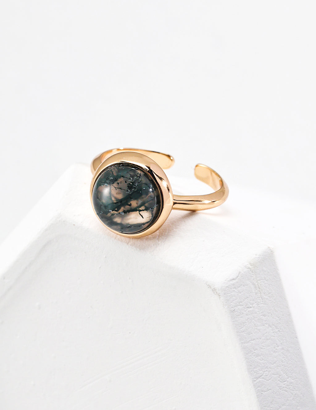 Water Grass Agate Sterling Silver Ring – Minimalist Stackable Ring