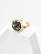 Water Grass Agate Sterling Silver Ring – Minimalist Stackable Ring