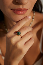 Water Grass Agate Sterling Silver Ring – Minimalist Stackable Ring