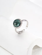 Water Grass Agate Sterling Silver Ring – Minimalist Stackable Ring