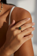 Water Grass Agate Sterling Silver Ring – Minimalist Stackable Ring