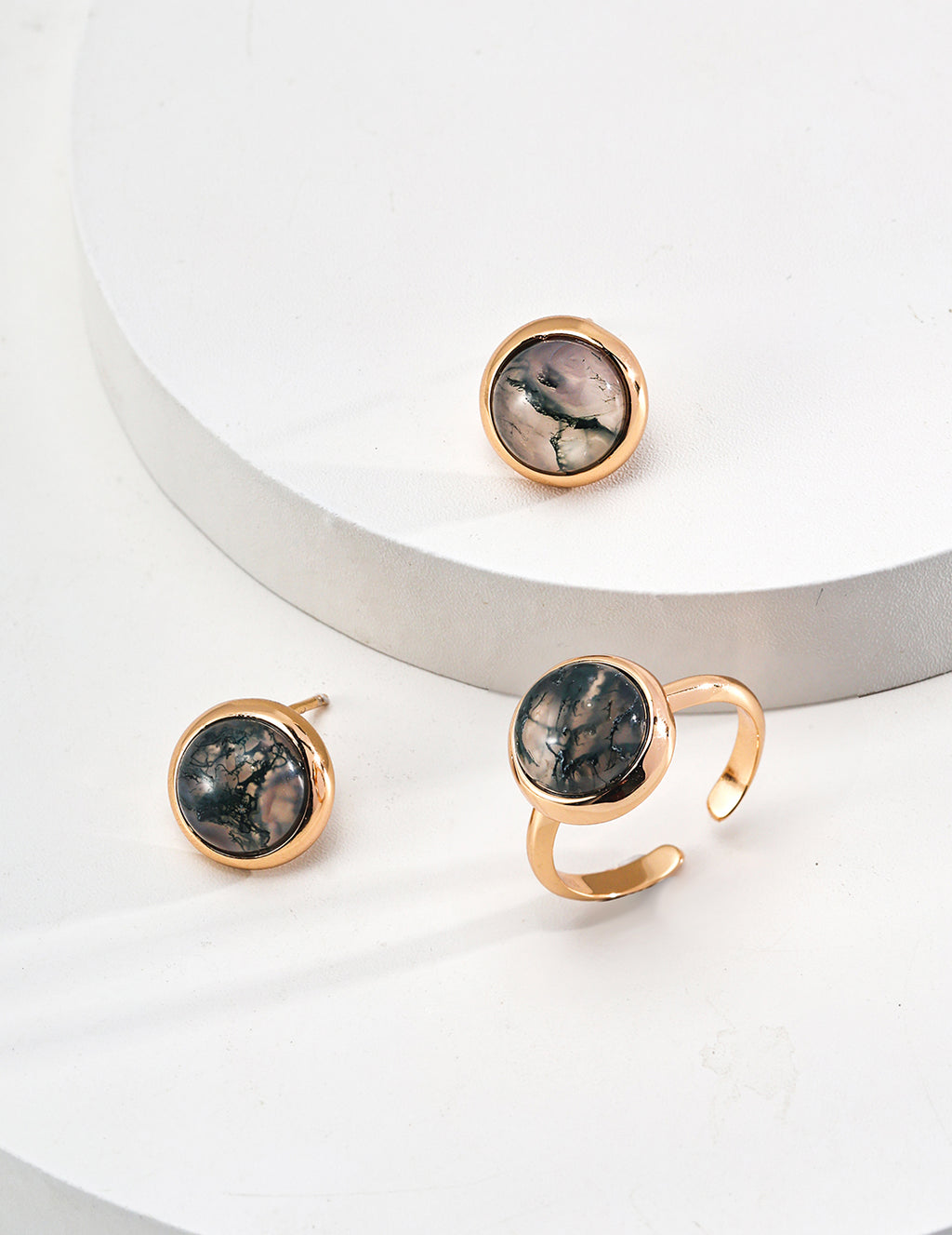 Water Grass Agate Sterling Silver Ring – Minimalist Stackable Ring