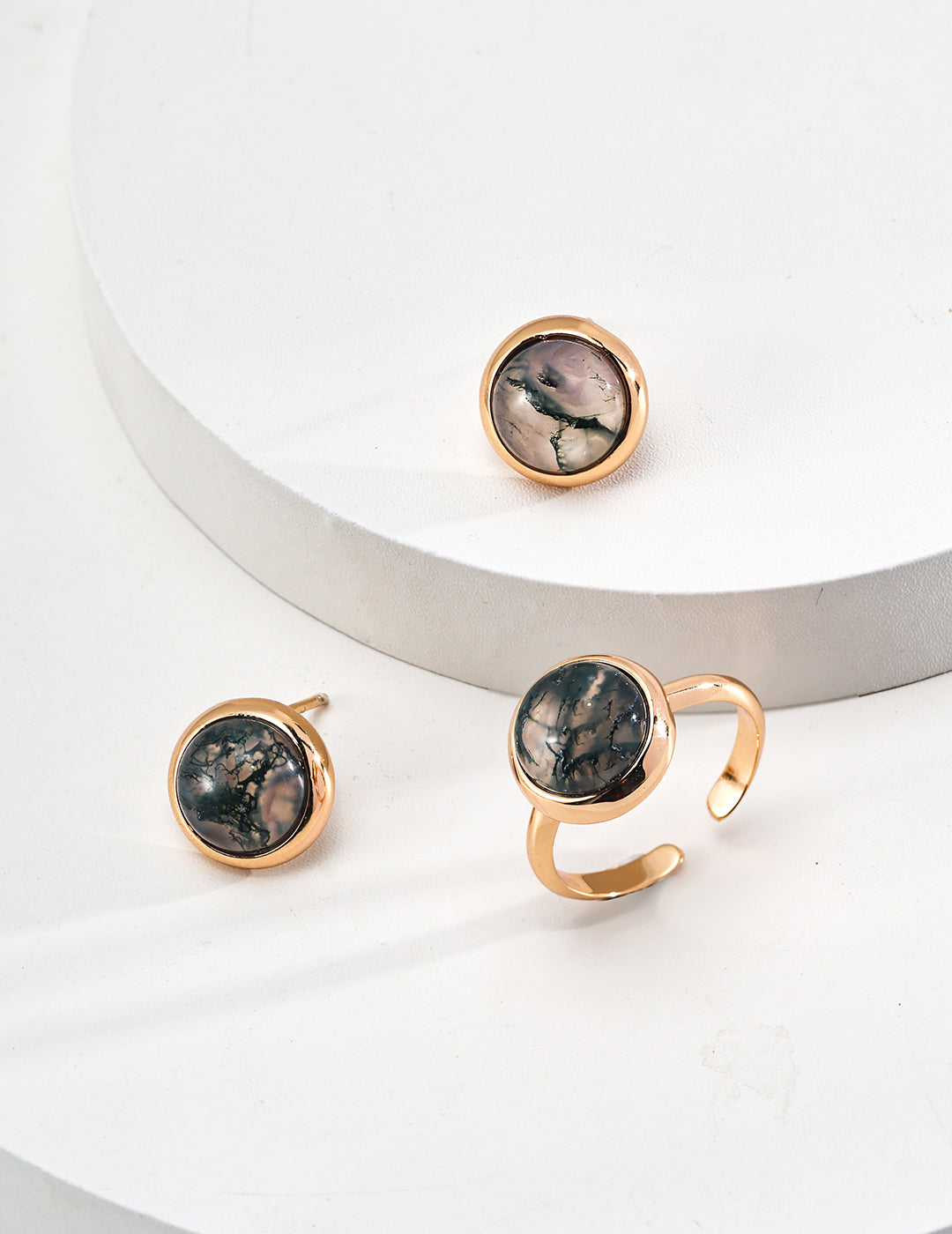 Water Grass Agate Sterling Silver Ring – Minimalist Stackable Ring