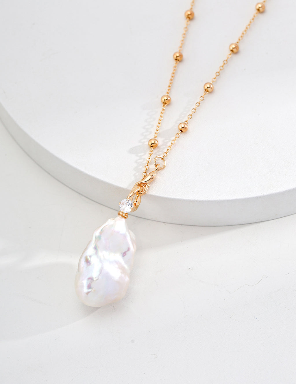 Baroque Pearl Charm Necklace CZ Detail Necklace Stack Design