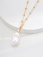 Baroque Pearl Charm Necklace CZ Detail Necklace Stack Design