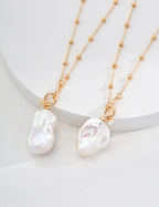 Baroque Pearl Charm Necklace CZ Detail Necklace Stack Design