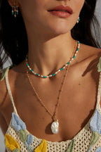 Baroque Pearl Charm Necklace CZ Detail Necklace Stack Design
