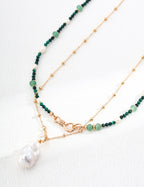 Baroque Pearl Charm Necklace CZ Detail Necklace Stack Design