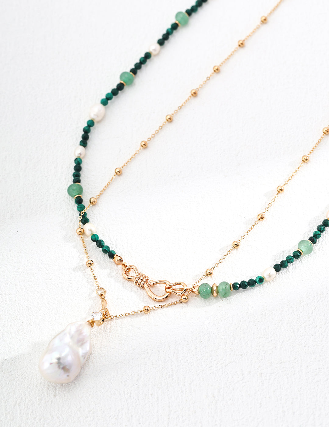 Baroque Pearl Charm Necklace CZ Detail Necklace Stack Design