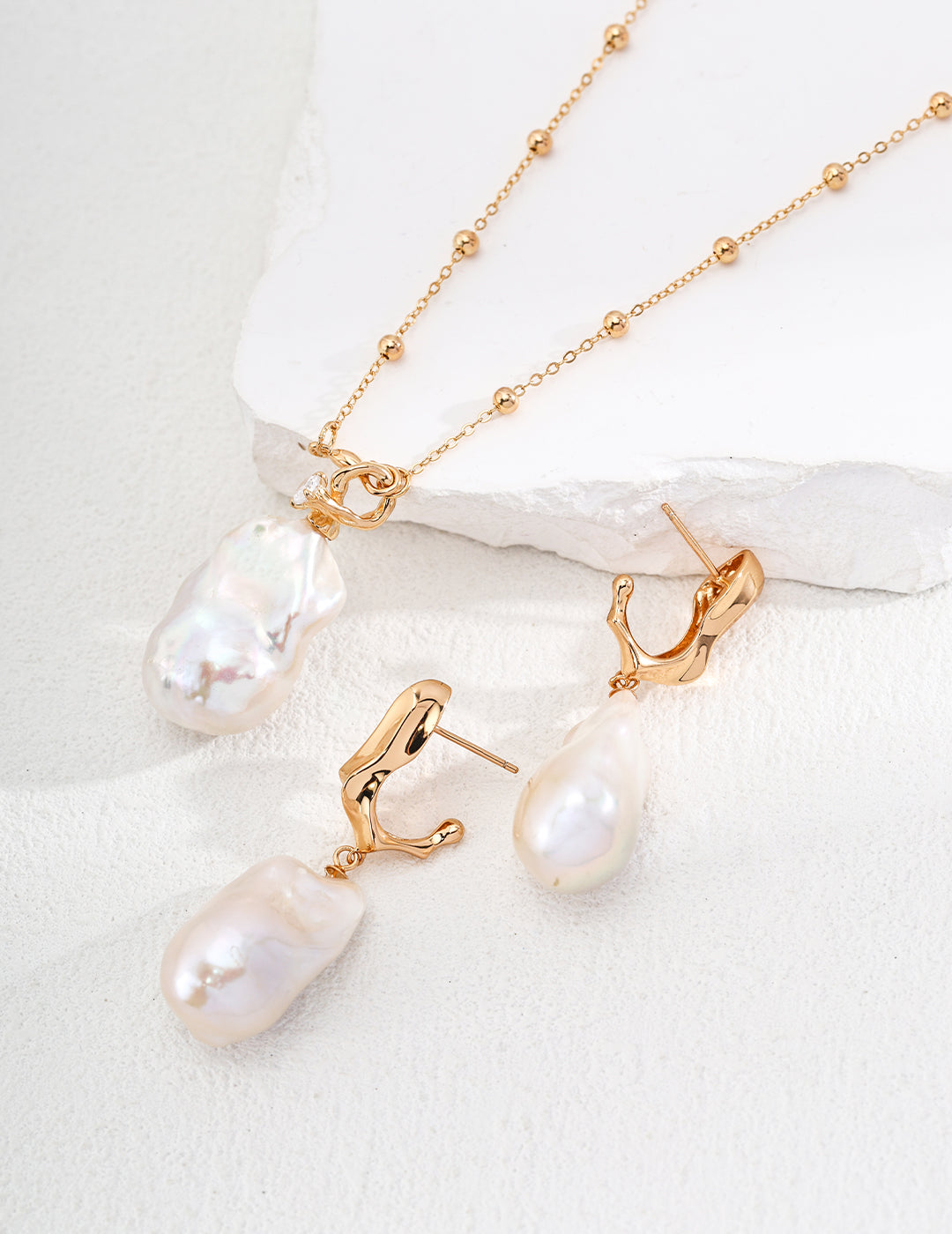 Baroque Pearl Charm Necklace CZ Detail Necklace Stack Design