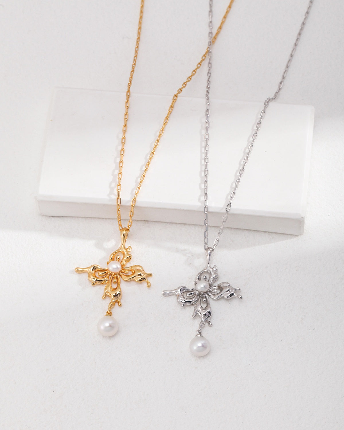 Pearl Sterling Silver Charm Necklace – Minimalist Necklace Stack Design
