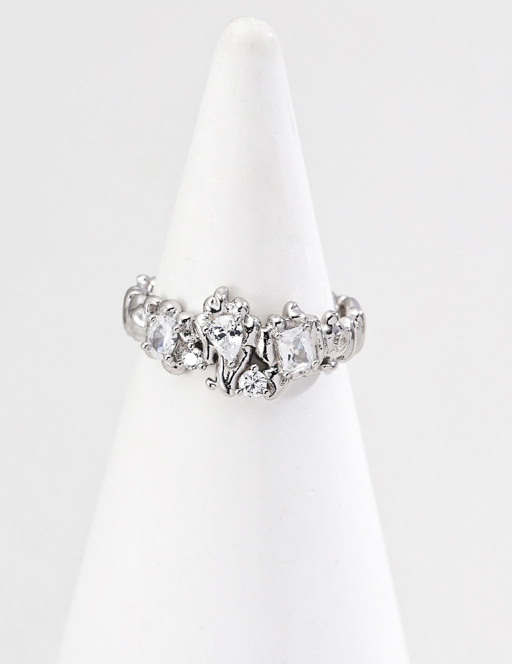 Lava Heart Zirconia Sterling Silver Ring – Dainty Stackable Ring