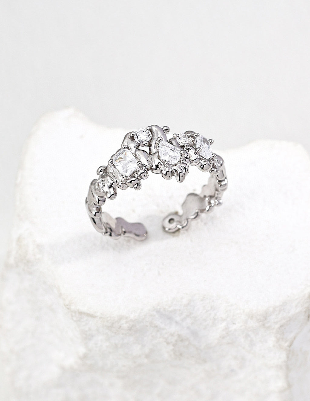 Lava Heart Zirconia Sterling Silver Ring – Dainty Stackable Ring